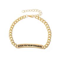 Fashion Zinc Alloy Bracelets, plated, twist oval chain & with letter pattern & for woman Approx 9.6 Inch 