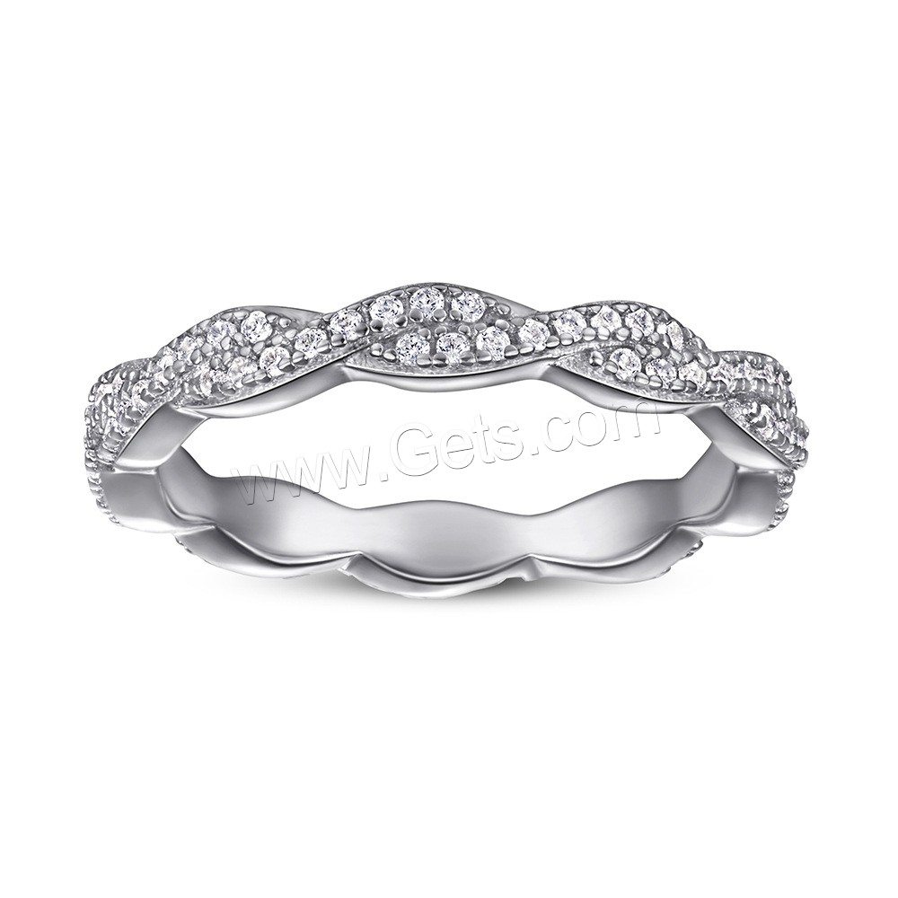 Befestigter Zirkonia Sterlingsilber Fingerring, 925er Sterling Silber, plattiert, verschiedene Größen vorhanden & Micro pave Zirkonia & für Frau, keine, Größe:5-10, verkauft von PC