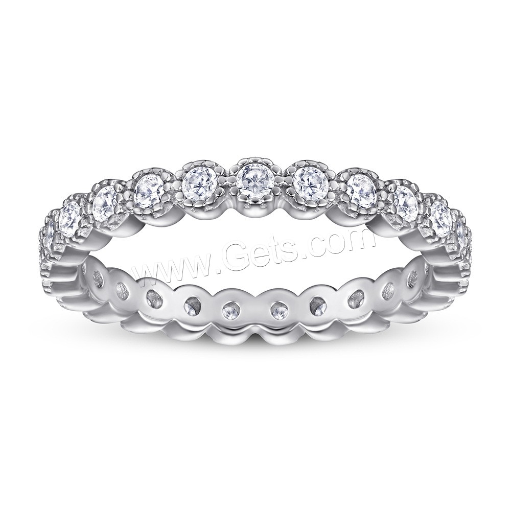 Befestigter Zirkonia Sterlingsilber Fingerring, 925er Sterling Silber, plattiert, verschiedene Größen vorhanden & Micro pave Zirkonia & für Frau, keine, 1.75mm, Größe:5-10, verkauft von PC