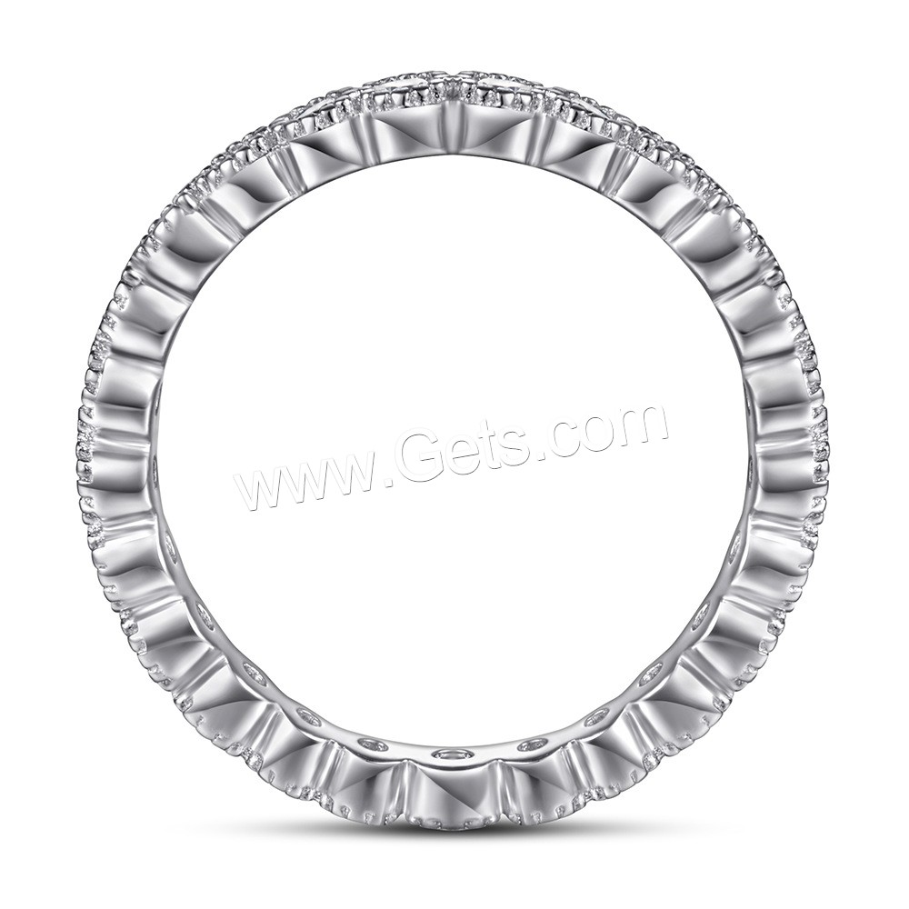 Befestigter Zirkonia Sterlingsilber Fingerring, 925er Sterling Silber, plattiert, verschiedene Größen vorhanden & Micro pave Zirkonia & für Frau, keine, 1.75mm, Größe:5-10, verkauft von PC