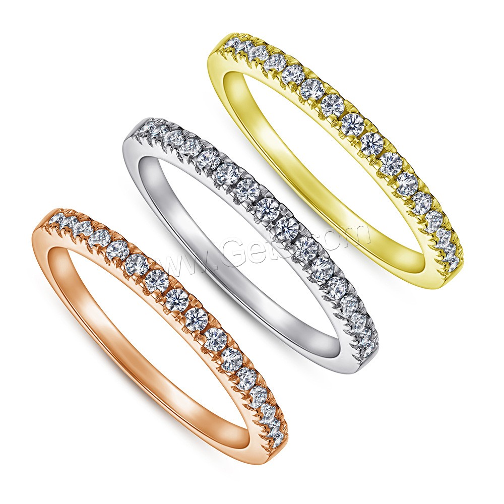 Befestigter Zirkonia Sterlingsilber Fingerring, 925er Sterling Silber, plattiert, verschiedene Größen vorhanden & Micro pave Zirkonia & für Frau, keine, Größe:4-10, verkauft von PC