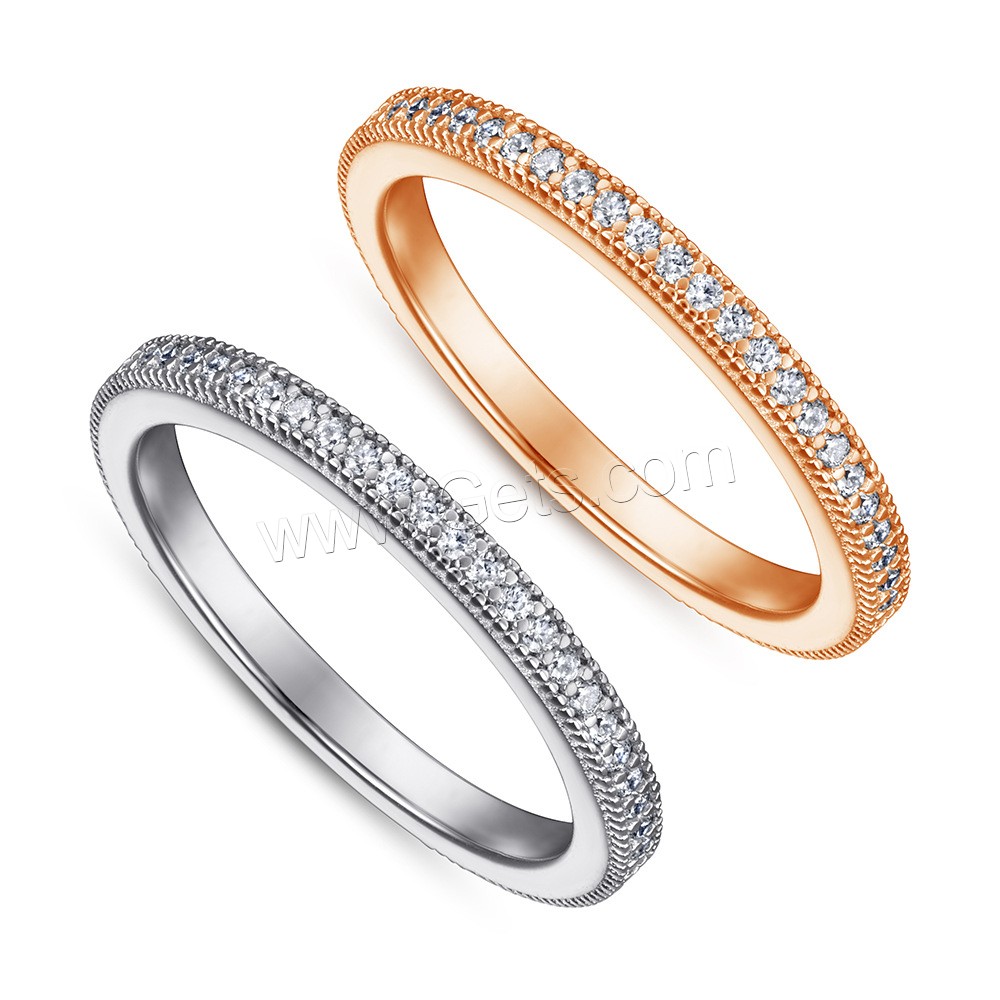 Befestigter Zirkonia Sterlingsilber Fingerring, 925er Sterling Silber, plattiert, verschiedene Größen vorhanden & Micro pave Zirkonia & für Frau, keine, 1.2mm, Größe:5-10, verkauft von PC