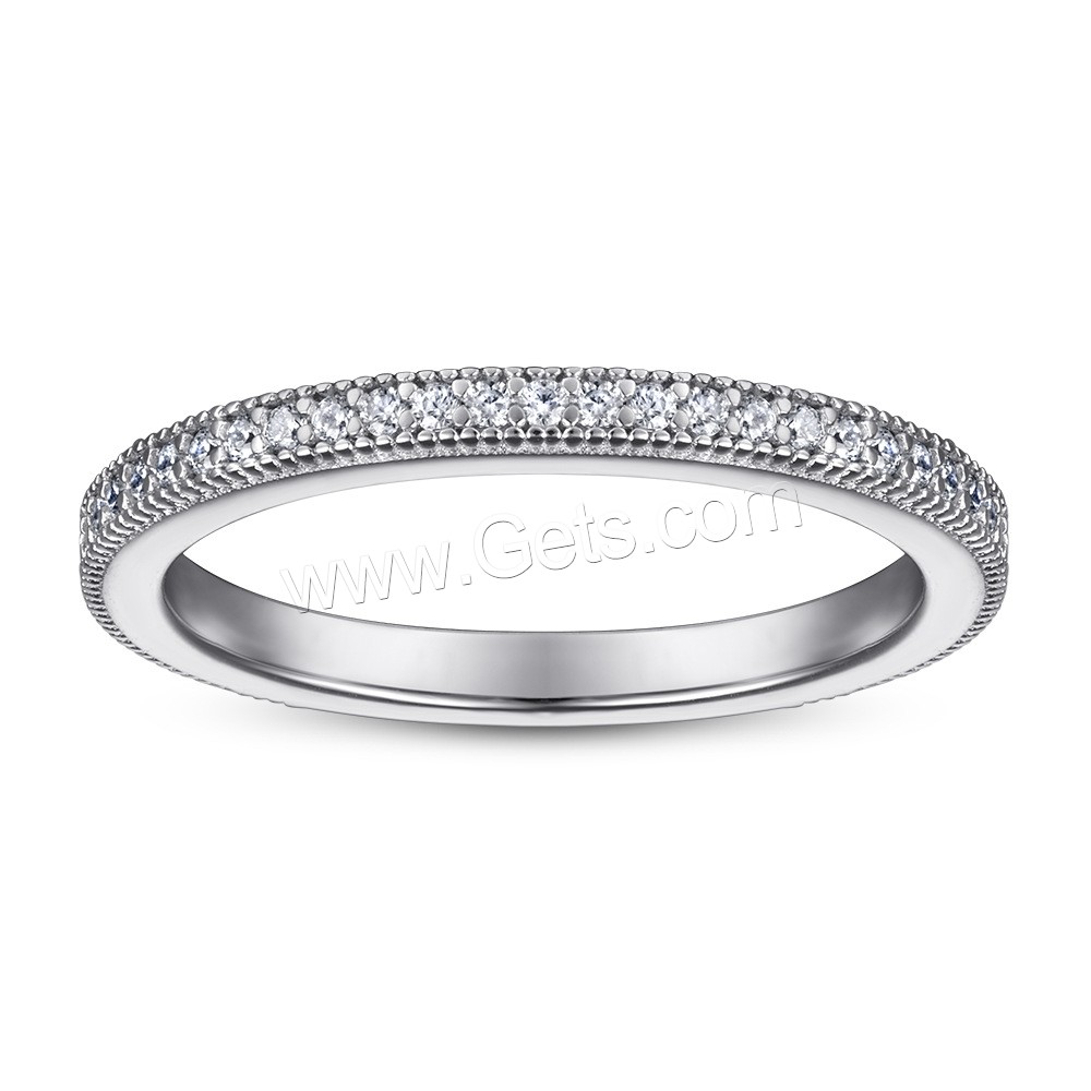 Befestigter Zirkonia Sterlingsilber Fingerring, 925er Sterling Silber, plattiert, verschiedene Größen vorhanden & Micro pave Zirkonia & für Frau, keine, 1.2mm, Größe:5-10, verkauft von PC