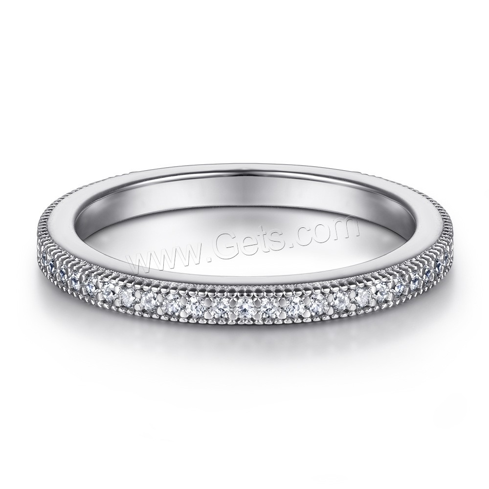 Befestigter Zirkonia Sterlingsilber Fingerring, 925er Sterling Silber, plattiert, verschiedene Größen vorhanden & Micro pave Zirkonia & für Frau, keine, 1.2mm, Größe:5-10, verkauft von PC