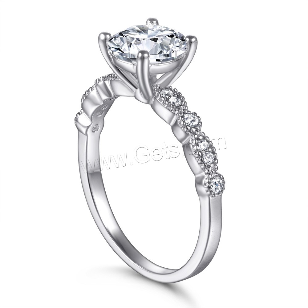 CZ Sterling Silber Fingerring, 925er Sterling Silber, plattiert, verschiedene Größen vorhanden & Micro pave Zirkonia & für Frau, keine, 7mm, Größe:5-10, verkauft von PC