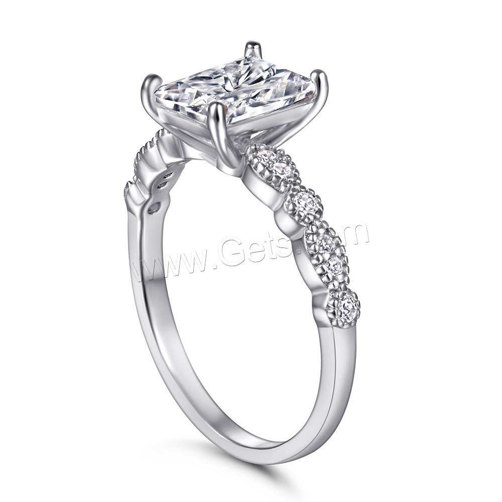 CZ Sterling Silber Fingerring, 925er Sterling Silber, Geometrisches Muster, plattiert, verschiedene Größen vorhanden & Micro pave Zirkonia & für Frau, keine, 6x8mm, Größe:5-10, verkauft von PC