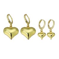 Huggie Hoop Drop Earring, Brass, Heart, gold color plated & for woman 