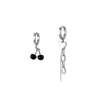 Boucles d'oreilles asymétriques, Argent sterling 925, Placage de couleur platine, pour femme & émail, 1.0*2.1cm,4.2cm, Vendu par paire