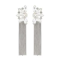 Fashion Fringe Earrings, Zinc Alloy, with acrylic rhinestone, fashion jewelry & for woman 