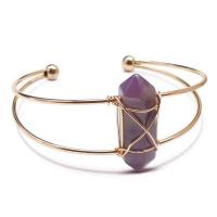 Brass Cuff Bangle, with Gemstone, fashion jewelry & Unisex, 65mm,31*10mm 