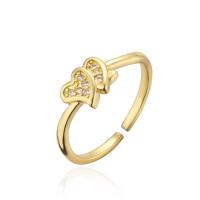 Cubic Zirconia Micro Pave Brass Finger Ring, gold color plated, Adjustable & micro pave cubic zirconia & for woman, 18mm 