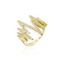 Cubic Zirconia Micro Pave Brass Finger Ring, gold color plated, Adjustable & micro pave cubic zirconia & for woman 