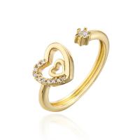 Cubic Zirconia Micro Pave Brass Finger Ring, 18K gold plated, Adjustable & micro pave cubic zirconia & for woman, 18mm 