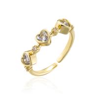 Cubic Zirconia Micro Pave Brass Finger Ring, gold color plated, Adjustable & micro pave cubic zirconia & for woman, 18mm 