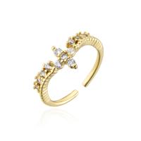 Cubic Zirconia Micro Pave Brass Finger Ring, gold color plated, Adjustable & micro pave cubic zirconia & for woman, 18mm 