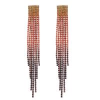 Fashion Fringe Earrings, Zinc Alloy, fashion jewelry & for woman & with rhinestone, multi-colored 