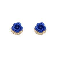 Zinc alliage strass Stud Earring, alliage de zinc, peinture, bijoux de mode & Haute qualité plaqué et ne fond jamais & pour femme & avec strass, plus de couleurs à choisir Vendu par paire