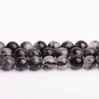 Perles Quartz rutile, Quartz rutile noir, Rond, DIY & normes différentes pour le choix .96 pouce, Vendu par brin