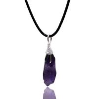 Amethyst Pendant, with Brass, irregular, fashion jewelry & Unisex, 60*2.5mm 