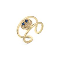 Cubic Zirconia Micro Pave Brass Finger Ring, gold color plated, Adjustable & micro pave cubic zirconia & for woman & hollow 18mm 