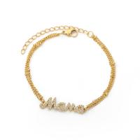 acero inoxidable 304 Pulsera, con 2.76inch extender cadena, Recubrimiento iónico al vacío, Joyería Día de la Madre & micro arcilla de zirconia cúbica & para mujer, dorado, longitud:aproximado 9.45 Inch, Vendido por UD