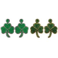 Glass Seed Beads Earring, Seedbead, Three Leaf Clover, fashion jewelry & for woman 