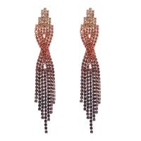 Fashion Fringe Earrings, Zinc Alloy, fashion jewelry & for woman & with rhinestone, multi-colored 