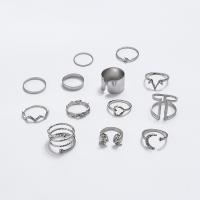 Zinc Alloy Finger Ring, plated, 13 pieces & fashion jewelry & for woman & with rhinestone 