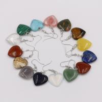 Pendiente de gota de piedras preciosas, Piedra natural, con metal, Corazón, chapado en color de platina, diferentes materiales para la opción & para mujer, más colores para la opción, 20mm, Vendido por Par