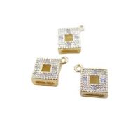 Cubic Zirconia Micro Pave Brass Pendant, gold color plated, Unisex & micro pave cubic zirconia 