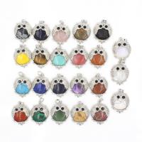 Gemstone Zinc Alloy Pendants, Natural Stone, with Zinc Alloy, Owl, platinum color plated & Unisex 