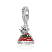 Zinc Alloy Enamel Pendants, Christmas Tree, silver color plated, DIY Approx 5mm 