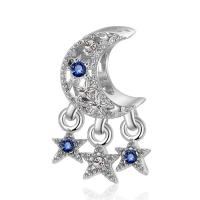 Zinc Alloy Rhinestone Pendants, Moon and Star, plated, DIY & with rhinestone 