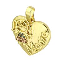 Cubic Zirconia Micro Pave Brass Pendant, Heart, gold color plated, micro pave cubic zirconia Approx 4mm 