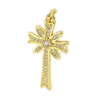 Cubic Zirconia Micro Pave Brass Pendant, gold color plated, micro pave cubic zirconia 