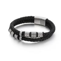 acier inoxydable 316L bracelet, avec vachette cordon, Placage, Double couche & teints & pour homme, plus de couleurs à choisir Vendu par PC