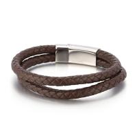 acier inoxydable 316L bracelet, avec vachette cordon, Double couche & pour homme, plus de couleurs à choisir Vendu par PC