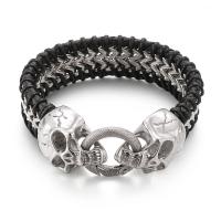 Acier titane bracelet, avec vachette cordon, Placage, le style de punk & pour homme, plus de couleurs à choisir Vendu par PC