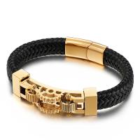 Acier titane bracelet, avec vachette cordon, Placage, teints & pour homme, plus de couleurs à choisir Vendu par PC