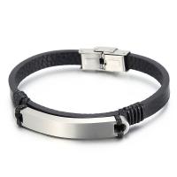 Acier titane bracelet, avec vachette cordon, Placage, pour homme, plus de couleurs à choisir Vendu par PC