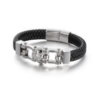 acier inoxydable 316L bracelet, avec vachette cordon, Placage, pour homme, plus de couleurs à choisir Vendu par PC