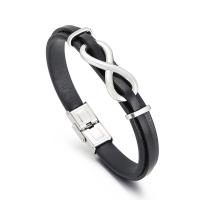 Acier titane bracelet, avec vachette cordon, pour homme, noire Vendu par PC