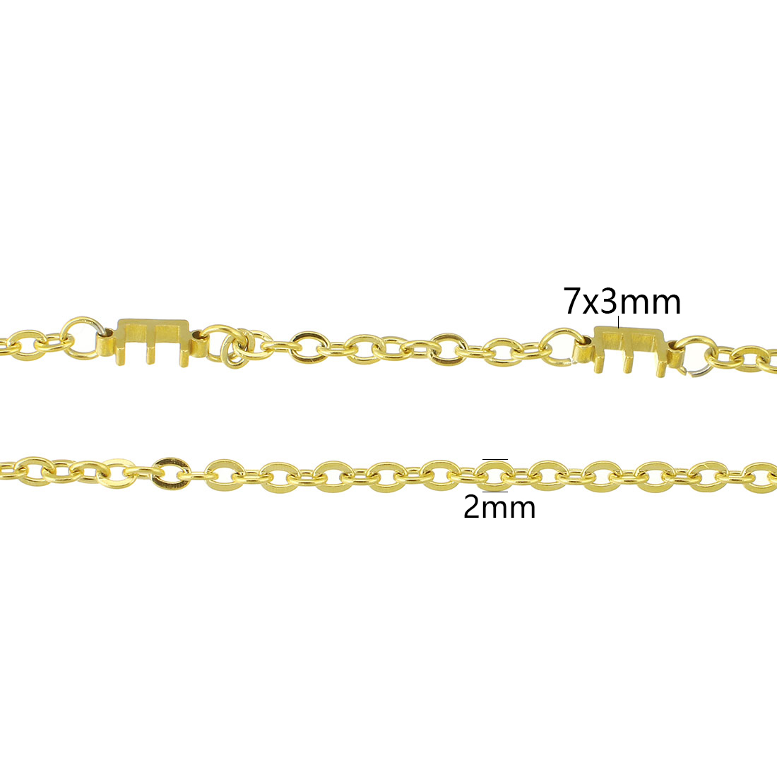 ステンレス鋼のジュエリーネックレス, 304ステンレススチール, とともに 1.97inch エクステンダチェーン, 真空イオンプレーティング, それぞれのカスタムテキストは & ファッションジュエリー & 女性用, 金色, 7*3mm,2mm, 長さ:約 17.72 インチ, 売り手 パソコン