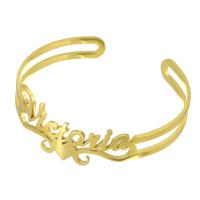 pulsera brazalete de acero inoxidable, acero inoxidable 304, Recubrimiento iónico al vacío, Cada texto personalizado debe tener menos de 10 letras & Joyería & para mujer, dorado, diámetro interior:aproximado 62x50mm, Vendido por UD