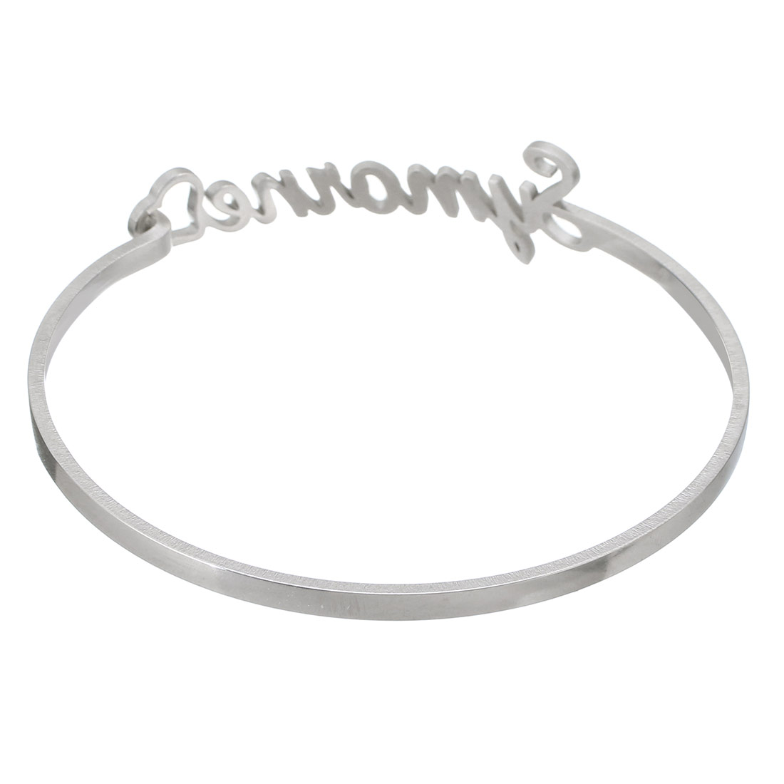 Stainless Steel Bangle, 304 Stainless Steel, Each custom text must be less than 10 letters & fashion jewelry & for woman, original color, Inner Diameter:Approx 63x64mm, Sold By PC