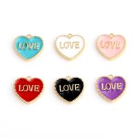 Enamel Brass Pendants, Heart, real gold plated 