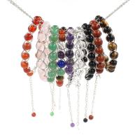 Pulsera de Piedras Preciosas, Piedra natural, con 1.97Inch extender cadena, Esférico, diferentes materiales para la opción & unisexo, más colores para la opción, 8mm, longitud:aproximado 7.48 Inch, Vendido por UD