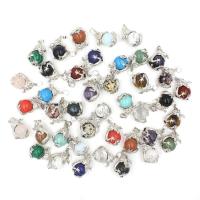 Gemstone Zinc Alloy Pendants, Natural Stone, with Zinc Alloy, platinum color plated & Unisex 16mm 