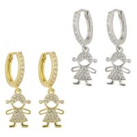 Huggie Hoop Drop Earring, Brass, plated & micro pave cubic zirconia & for woman 28mm 