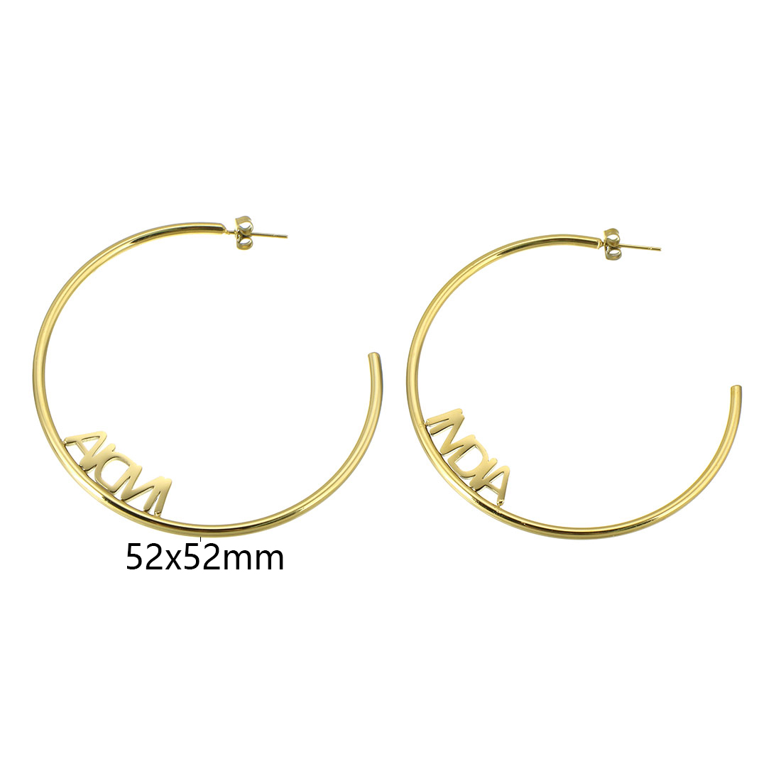 Stainless Steel Hoop Earring, 304 Stainless Steel, Vacuum Ion Plating, Each custom text must be less than 10 letters & different size for choice & for woman, golden, Sold By Pair